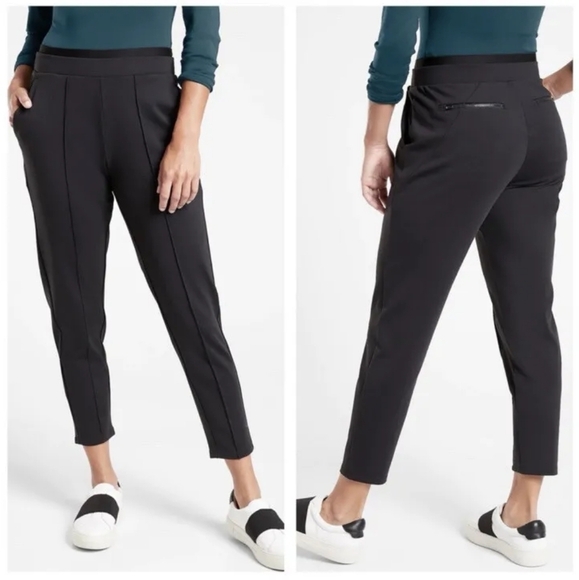 Athleta Pants - Athleta Pants Womens XS P Black Venice Heathered Pintuck Pull On High Rise